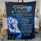 To My Daughter Lion Fleece Blanket - Inspirational Quilt Gift from Dad to Her