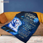 To My Daughter Lion Fleece Blanket - Inspirational Quilt Gift from Dad to Her