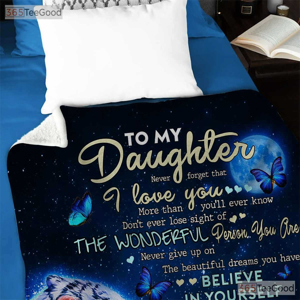 To My Daughter Lion Fleece Blanket - Inspirational Quilt Gift from Dad to Her