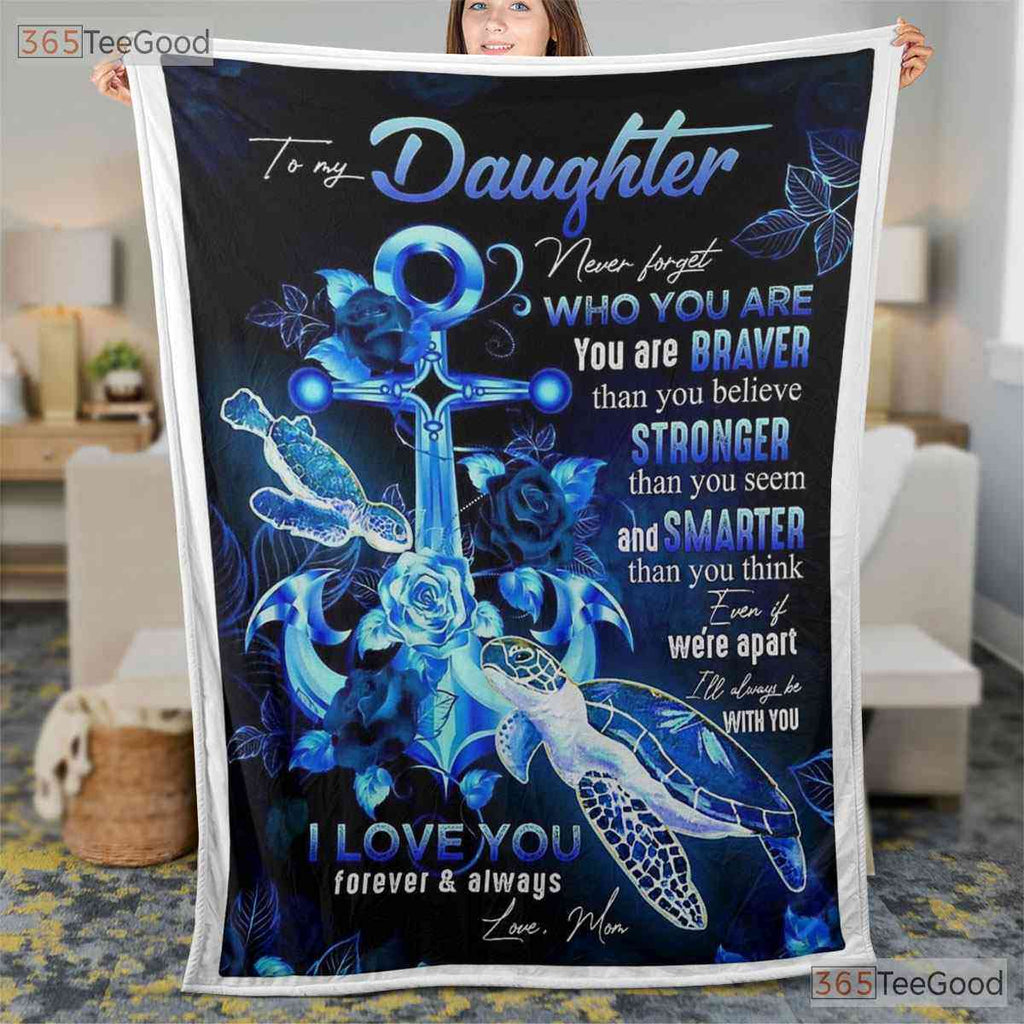 To My Daughter Blue Dragonfly Fleece Blanket - Uplifting Quilt Gift From Mom