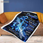 To My Daughter Blue Dragonfly Fleece Blanket - Uplifting Quilt Gift From Mom
