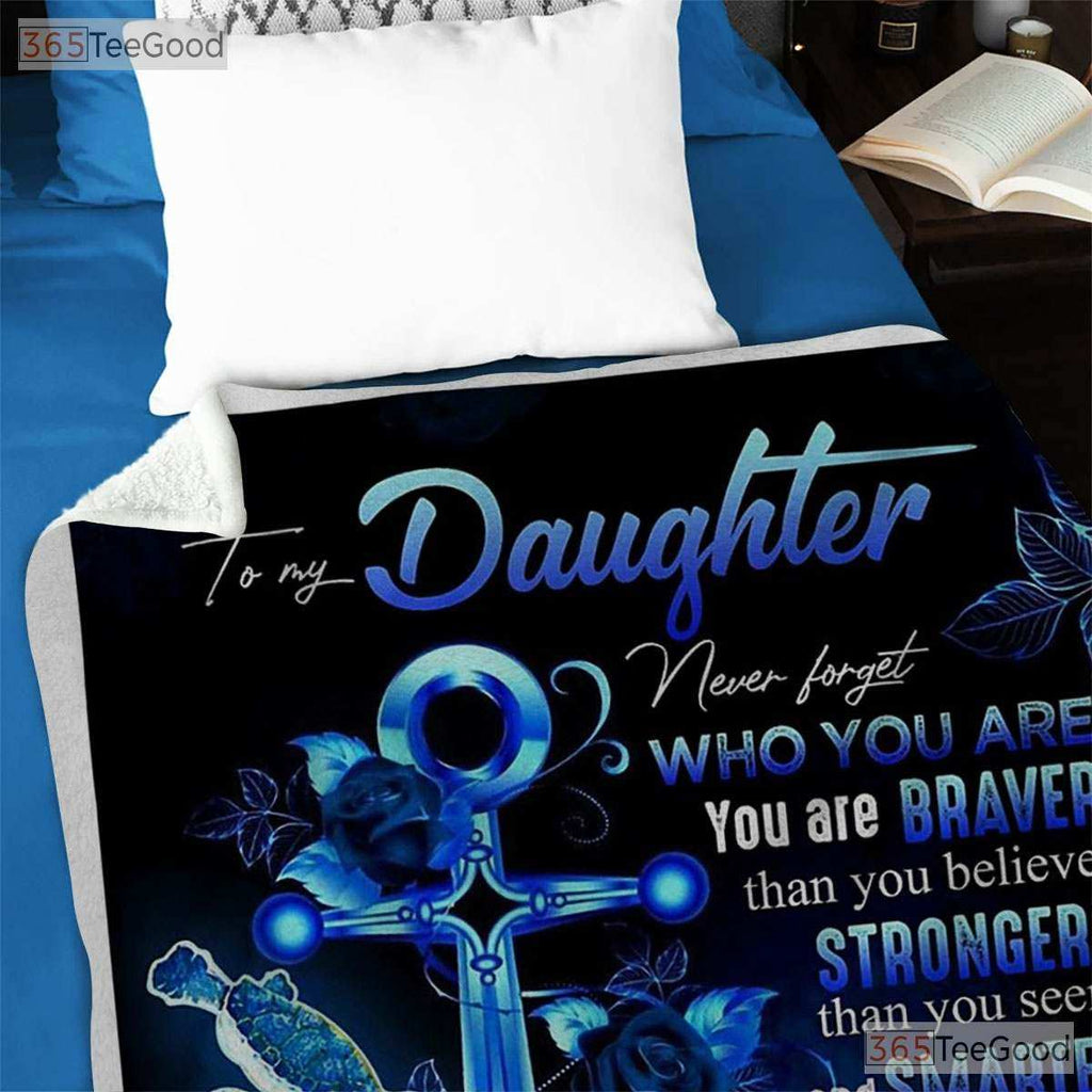 To My Daughter Blue Dragonfly Fleece Blanket - Uplifting Quilt Gift From Mom