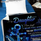 To My Daughter Blue Dragonfly Fleece Blanket - Uplifting Quilt Gift From Mom