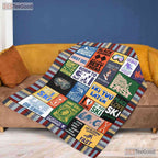 Ski Life Funny Typography Fleece Blanket - Winter Sports Quilt Gift For Skier