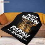 Best Buckin Papaw Ever Deer Fleece Blanket - Funny Hunting Quilt Gift Grandpa