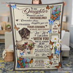 To My Daughter Lion Courage Fleece Blanket - Inspirational Quilt Gift From Dad