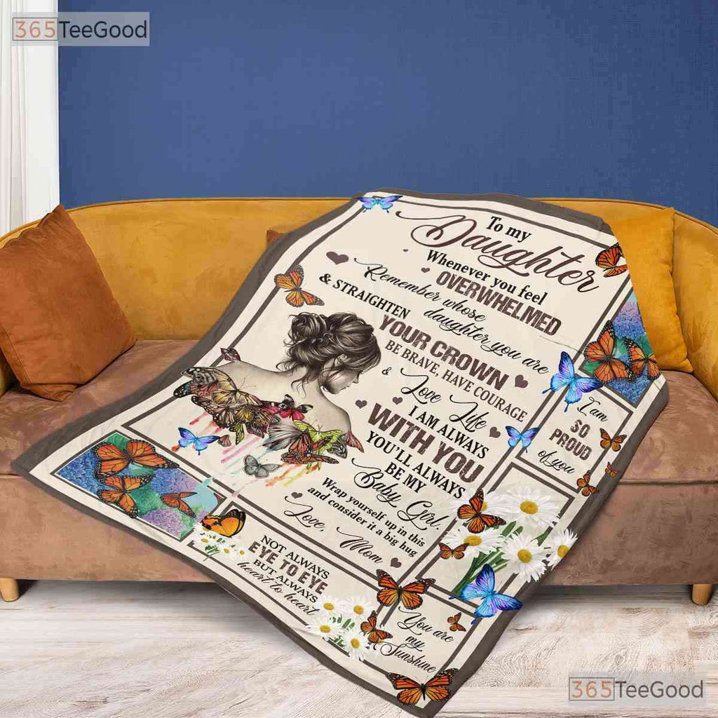 To My Daughter Lion Courage Fleece Blanket - Inspirational Quilt Gift From Dad