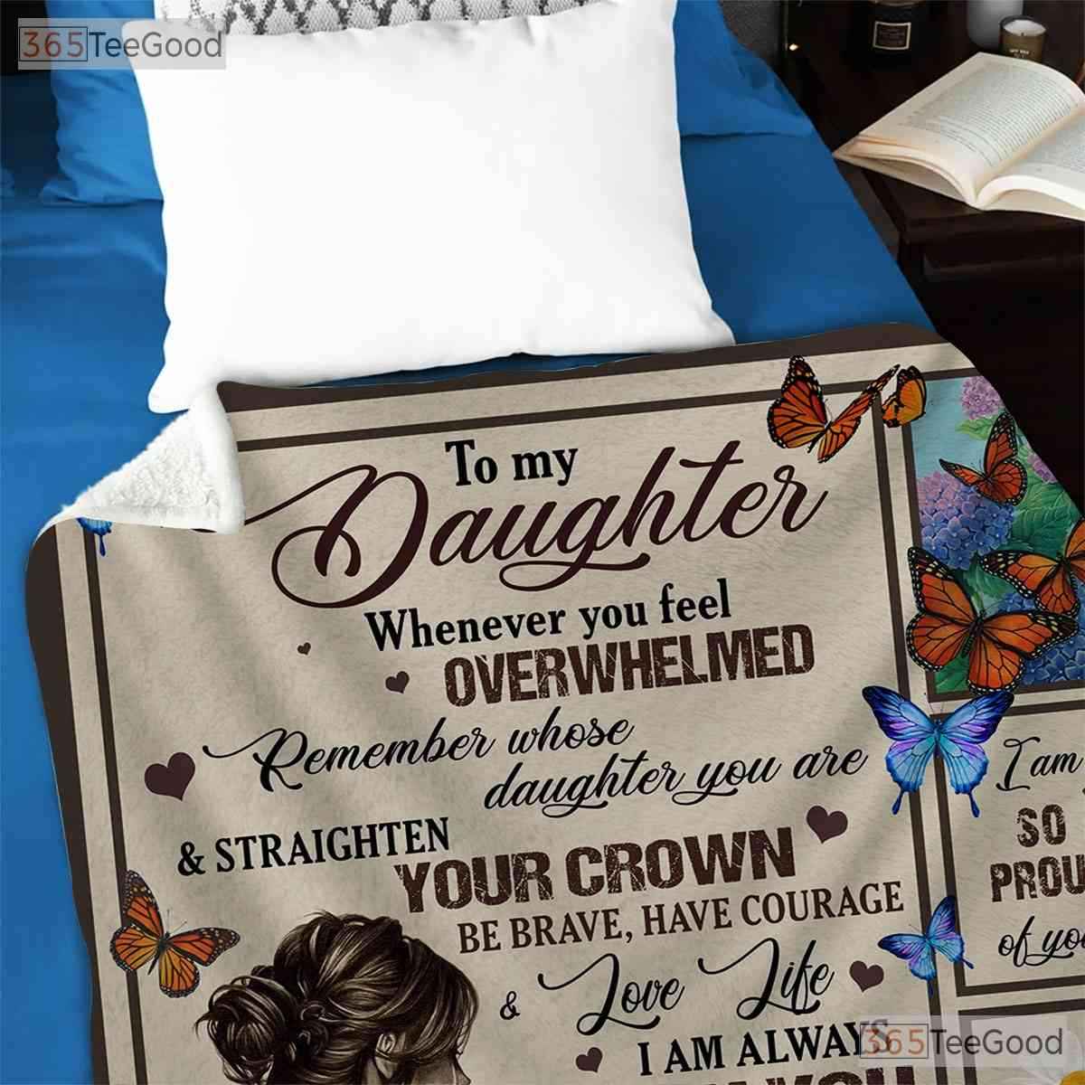 To My Daughter Lion Courage Fleece Blanket - Inspirational Quilt Gift From Dad