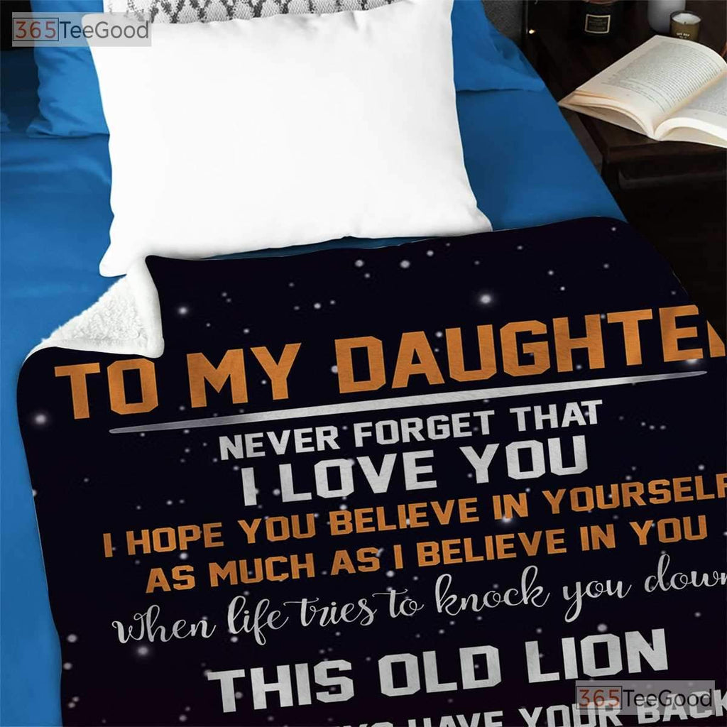 To My Daughter Galaxy Butterfly Fleece Blanket - Space Theme Quilt Gift Dad