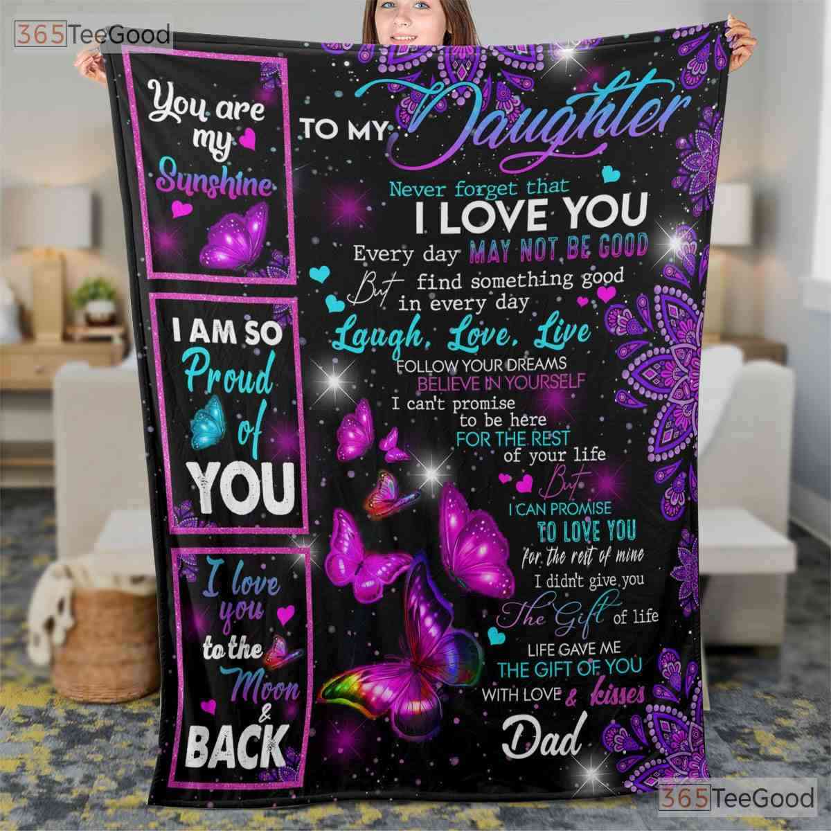 To My Daughter Love Note Fleece Blanket - Encouragement Quilt Gift From Dad