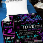 To My Daughter Love Note Fleece Blanket - Encouragement Quilt Gift From Dad