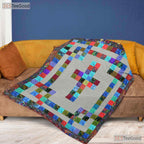 Christian Cross Faith Patchwork Fleece Blanket - Religious Quilt Gift Church
