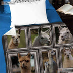 Alpaca Family Quilt Blanket - Funny Llama Fleece Blanket Gift for Animal Lover