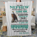 To My Nephew Eagle Fleece Blanket - Motivational Quilt Gift from Aunt to Him