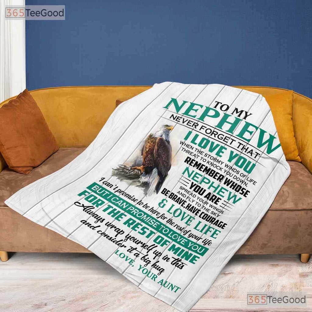 To My Nephew Eagle Fleece Blanket - Motivational Quilt Gift from Aunt to Him