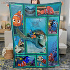 Finding Ocean Friends Fleece Blanket - Cute Sea Animal Quilt Gift for Kids Room