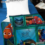 Finding Ocean Friends Fleece Blanket - Cute Sea Animal Quilt Gift for Kids Room