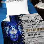 To My Daughter Lion Wolf Fleece Blanket - Inspirational Quilt Gift Spirit Animal