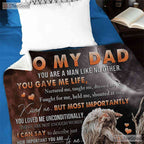 To My Dad Wolf Design Fleece Blanket - Thank You Quilt Gift from Son Father Day