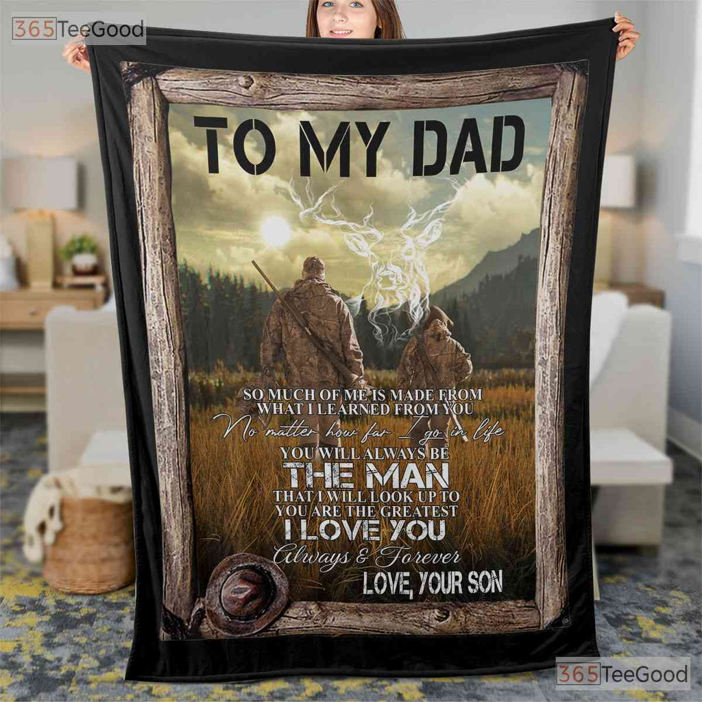 To My Dad Forest Life Lessons Fleece Blanket - Wisdom Quilt Gift from Son Love