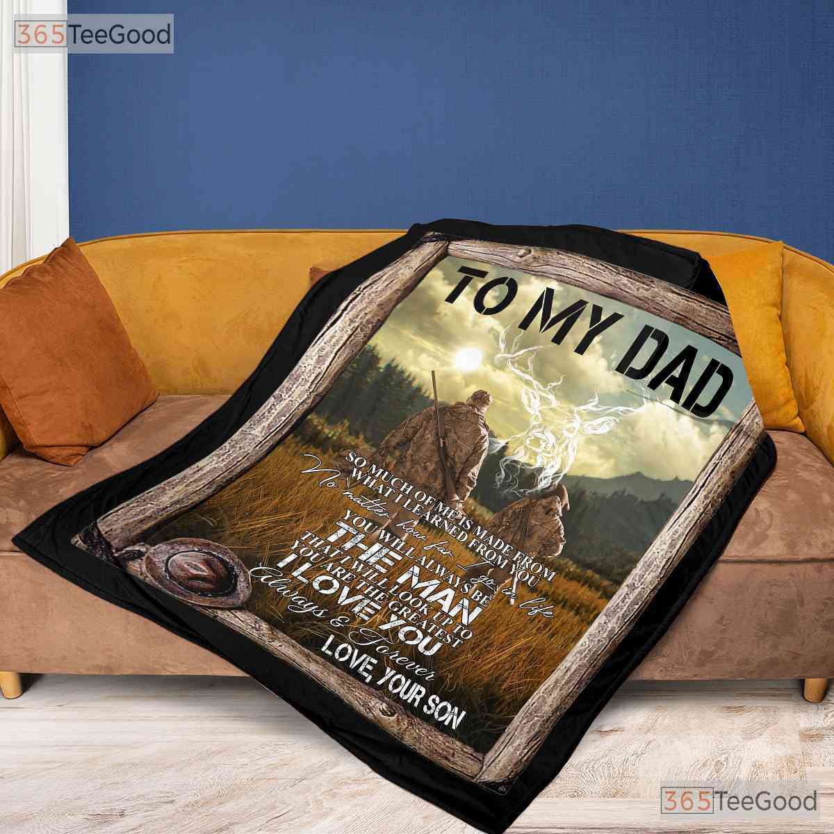 To My Dad Forest Life Lessons Fleece Blanket - Wisdom Quilt Gift from Son Love