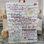 To My Grandson Elephant Fleece Blanket - Motivational Quilt Gift from Grandma