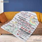 To My Grandson Elephant Fleece Blanket - Motivational Quilt Gift from Grandma