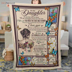 To My Daughter Butterfly Fleece Blanket - Floral Quilt Gift From Mom to Girl