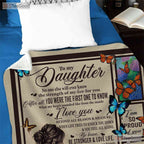 To My Daughter Butterfly Fleece Blanket - Floral Quilt Gift From Mom to Girl