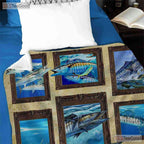 Shark Adventure Ocean Fleece Blanket - Marine Life Quilt Gift for Boys Bedroom