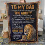 To My Dad Lion Pride Fleece Blanket - Sentimental Quilt Gift from Daughter Love