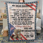 To My Daughter American Flag Fleece Blanket - Patriotic Quilt Gift from Father