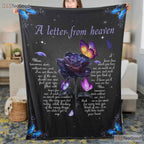 Letter from Heaven Floral Fleece Blanket - Memorial Sympathy Quilt Gift Comfort