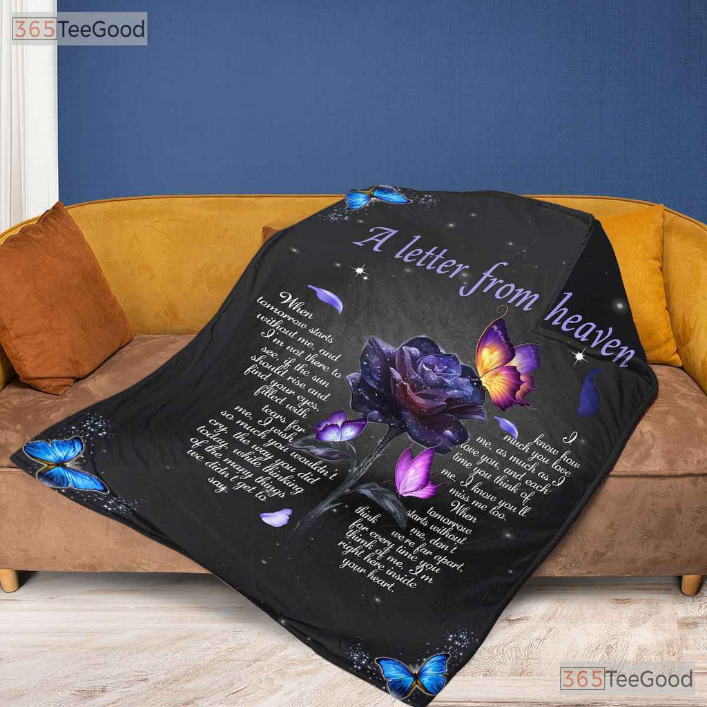 Letter from Heaven Floral Fleece Blanket - Memorial Sympathy Quilt Gift Comfort