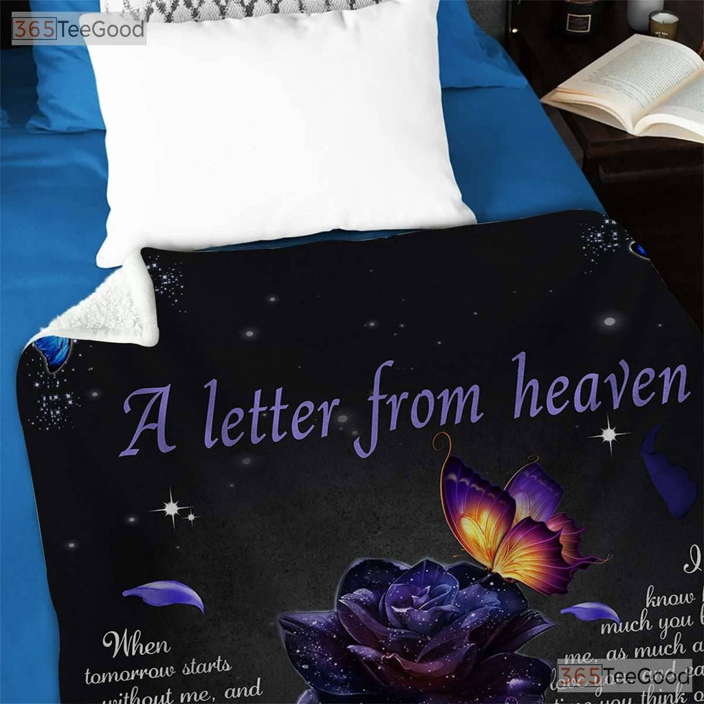 Letter from Heaven Floral Fleece Blanket - Memorial Sympathy Quilt Gift Comfort