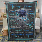 To My Mom Blue Rose Fleece Blanket - Sentimental Quilt Gift from Son Birthday