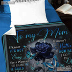 To My Mom Blue Rose Fleece Blanket - Sentimental Quilt Gift from Son Birthday