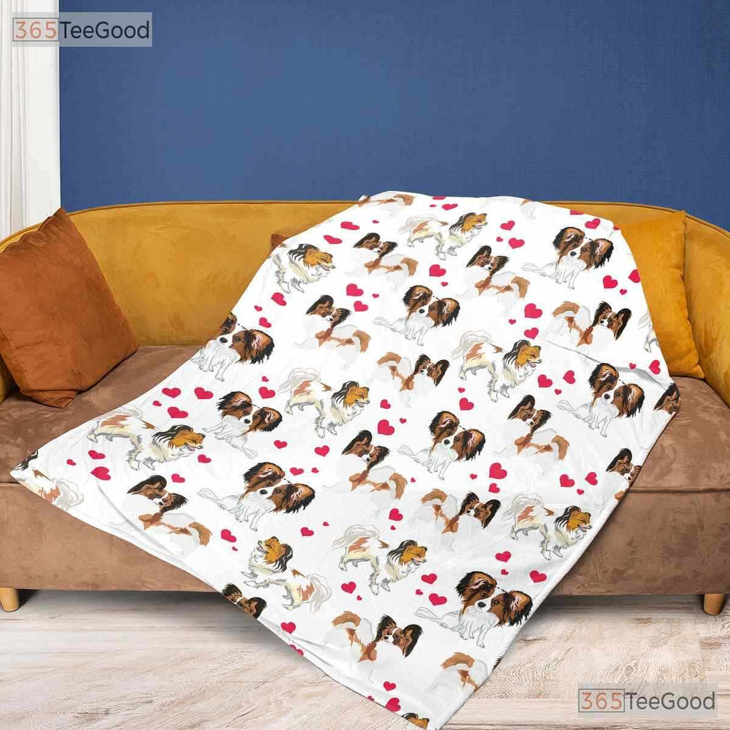 Cute Dog Breed Pattern Fleece Blanket - Puppy Love Quilt Gift for Pet Owners