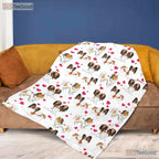 Cute Dog Breed Pattern Fleece Blanket - Puppy Love Quilt Gift for Pet Owners