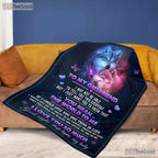 To My Girlfriend Galaxy Wolf Fleece Blanket - Love Quote Quilt Gift Valentine
