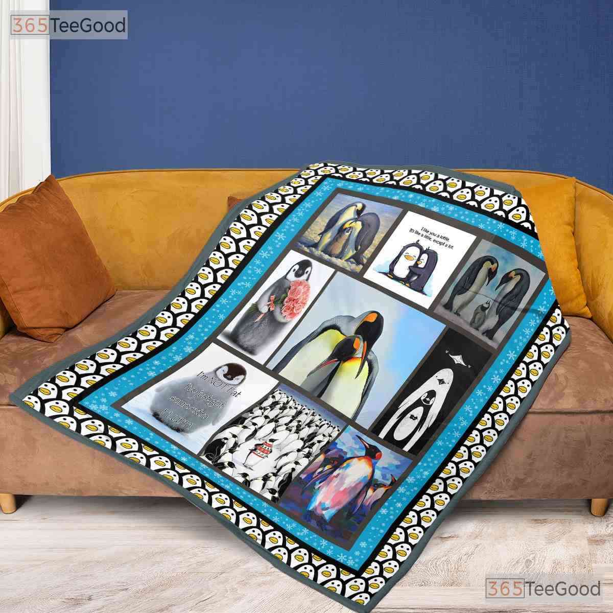 Penguin Photo Collage Fleece Blanket - Cute Antarctic Animal Quilt Gift Frames