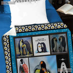 Penguin Photo Collage Fleece Blanket - Cute Antarctic Animal Quilt Gift Frames