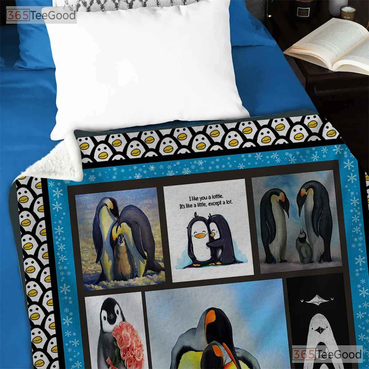 Penguin Photo Collage Fleece Blanket - Cute Antarctic Animal Quilt Gift Frames