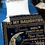 To My Daughter Moon Butterfly Fleece Blanket - Inspirational Quilt Gift For Her