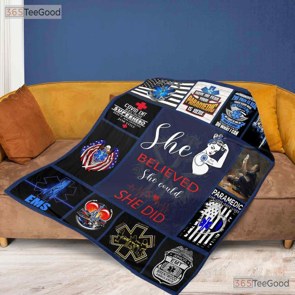 EMS Paramedic First Responder Fleece Blanket - Appreciation Quilt Gift Hero