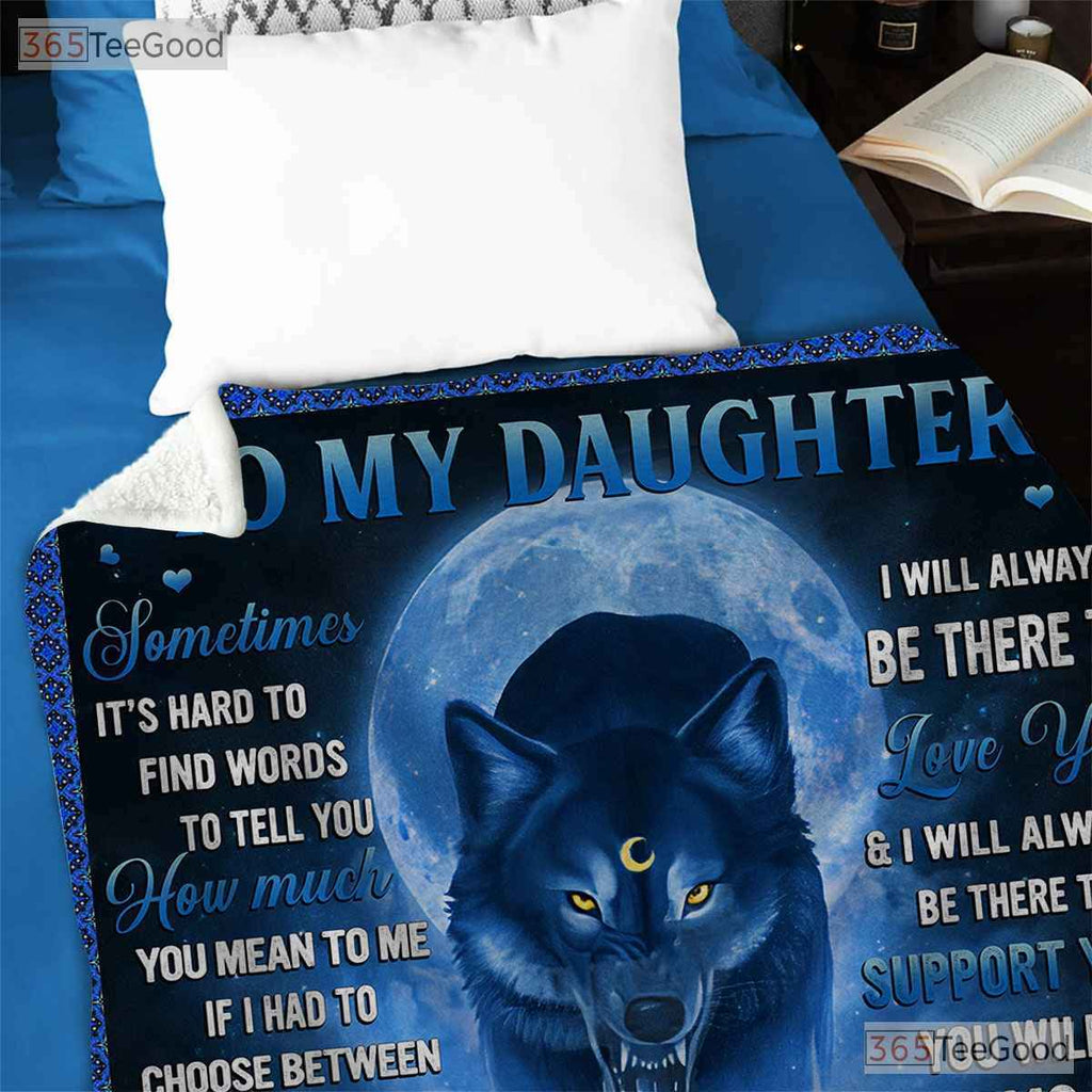 To My Daughter Blue Panther Fleece Blanket - Spirit Animal Quilt Gift From Dad