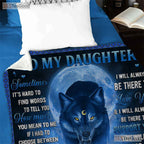 To My Daughter Blue Panther Fleece Blanket - Spirit Animal Quilt Gift From Dad