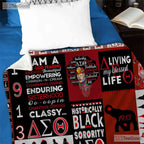 Delta Sigma Theta Quilt Blanket - Sorority Fleece Blanket Red Black Pride Gift