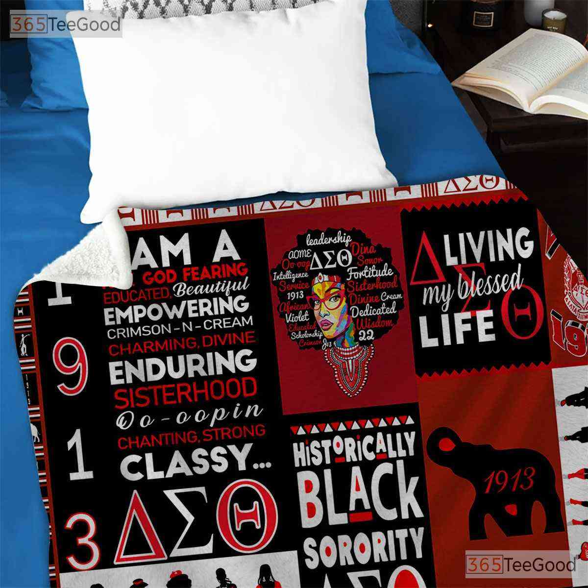Delta Sigma Theta Quilt Blanket - Sorority Fleece Blanket Red Black Pride Gift