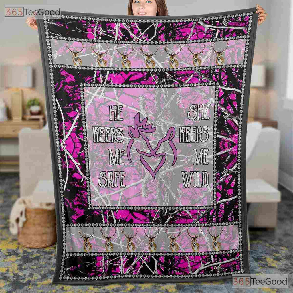 Love Makes Me Whole Deer Fleece Blanket - Tribal Heart Boho Quilt Gift Couple